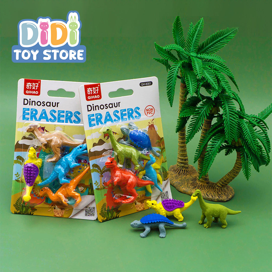 Dinosaur Shaped Eraser Set (8 Pieces)