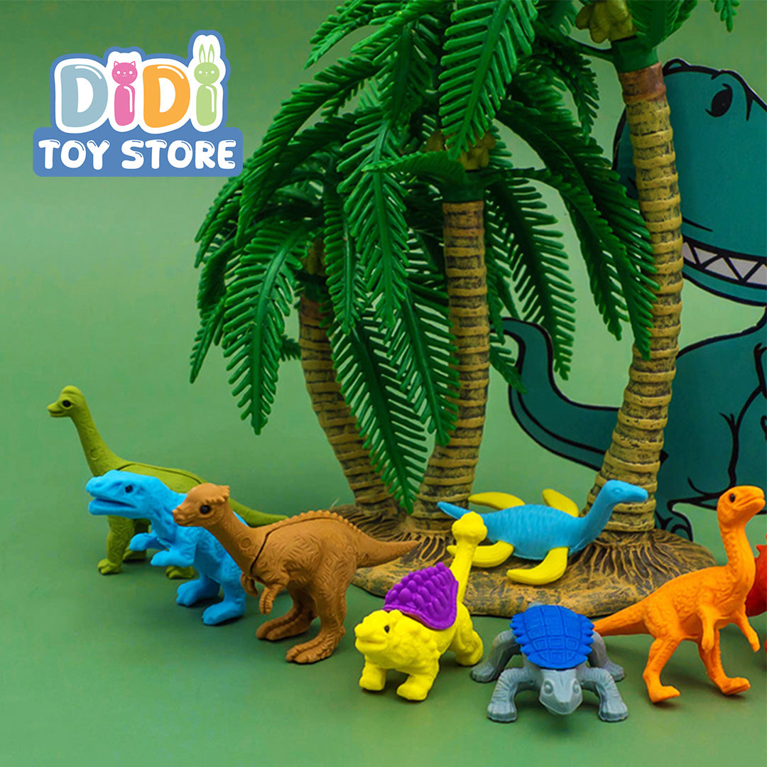 Dinosaur Shaped Eraser Set (8 Pieces)